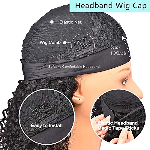 Trilumity Headband Half Deep Wave Human Hair - Natural Black Hair Replacement Wig