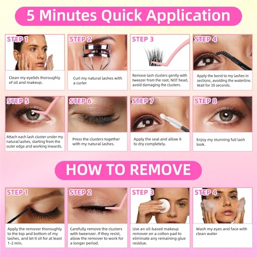 Trilumity Lash Clusters Kit C Wispy Faux Mink Fiber - Black False Lashes