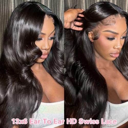 Trilumity 13X6 Al Hd Transparent Body Wave 100% Human Hair - Natural Black Hair Replacement Wig