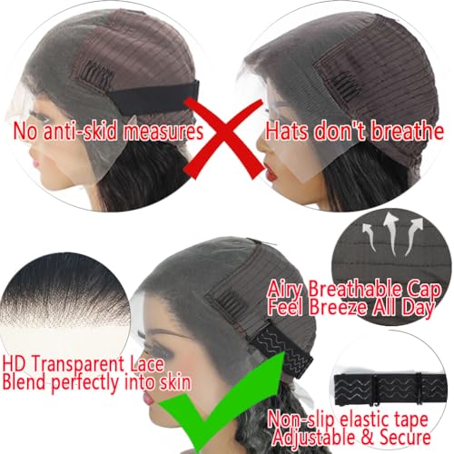 Trilumity 13X6 Front Glueless 100% Body Wave Human Hair - Natural Black Hair Replacement Wig