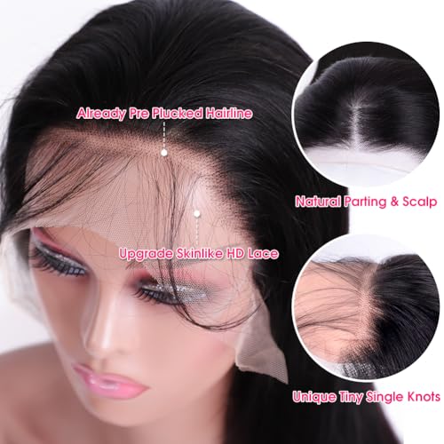Trilumity 13X6 200 Density Body Wave 100% Human Hair - Natural Color Hair Replacement Wig