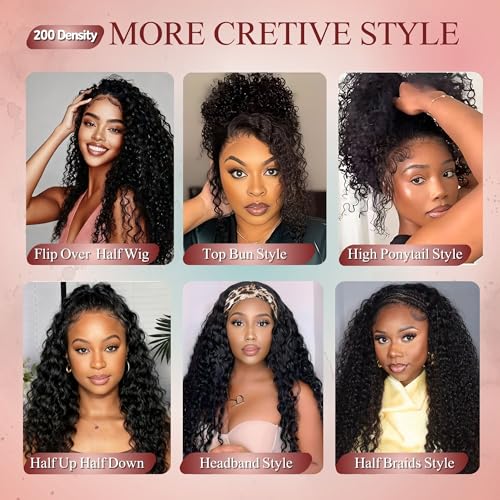 Trilumity Half Wear And Deep Wave Human Hair - Natural Color Hair Replacement Wig
