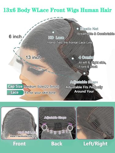 Trilumity 13X6 Humanhair Body Wave Human Hair - Brown Hair Replacement Wig