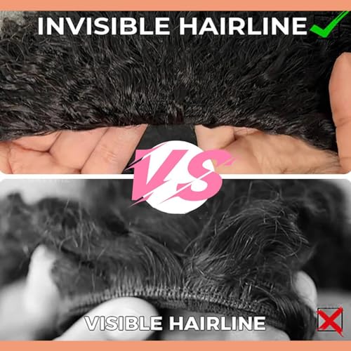 Trilumity Half Half 3 In Deep Wave Human Hair - Natural Black Hair Replacement Wig