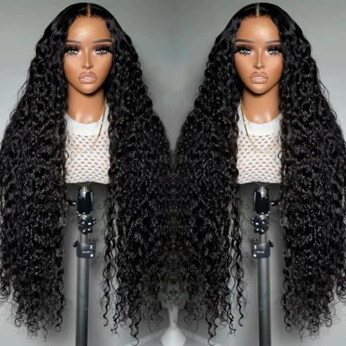 Trilumity 13X4 Hd Full Al Deep Wave Human Hair - Natural Black Hair Replacement Wig