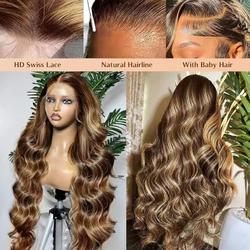 Trilumity Honey Blonde 13X4 Hd Body Wave Human Hair - Honey Blonde Hair Replacement Wig