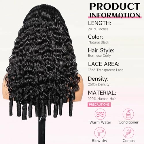 Trilumity Burmese 13X6 250 Density Curly Human Hair - Natural Color Hair Replacement Wig
