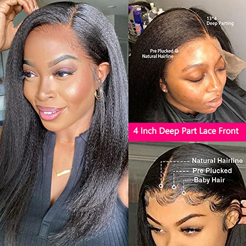 Trilumity Kinky Straight With Straight Human Hair - Natural Color Hair Replacement Wig