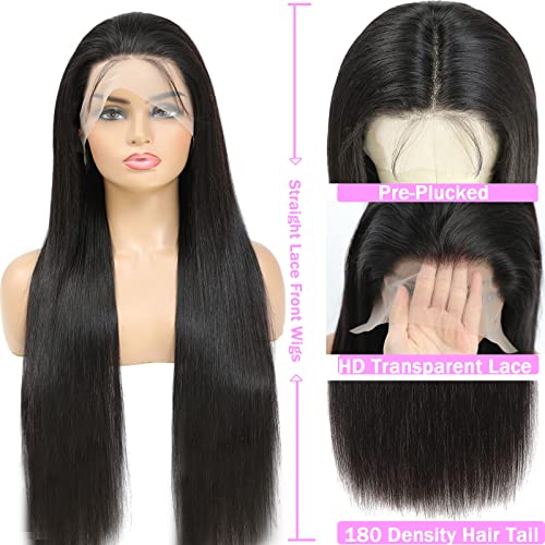 Trilumity 13X6 180 Density Straight Human Hair - Natural Black Hair Replacement Wig