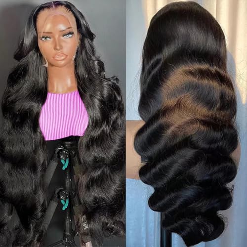 Trilumity 13X6 Front Glueless 100% Body Wave Human Hair - Natural Black Hair Replacement Wig