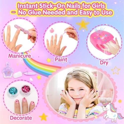 Trilumity Kids Nail Polish With Short Almond Soft Gel - Nude Pink Press On Nails