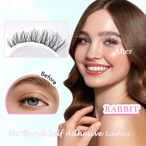 Trilumity Self Adhesive Clusters No Wispy Faux Mink Fiber - Clear False Lashes
