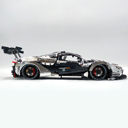 Trilumity Motorized Building Block Set: 1: 8 British Hybrid Hypercar Silver Plating Supercar Building Sets with Remote Control, Electric lift tail