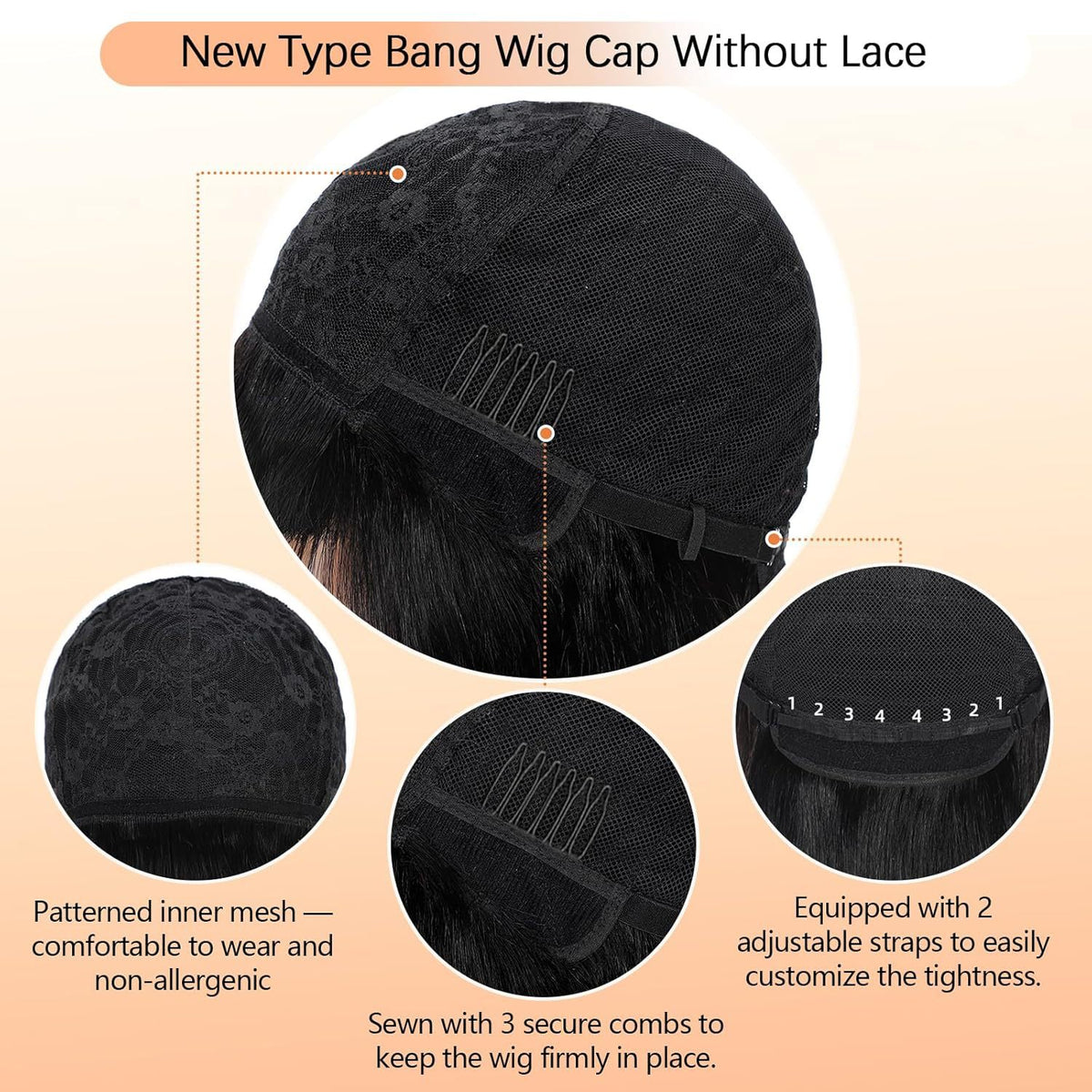Trilumity Straight Wig in Natural Black, back view
