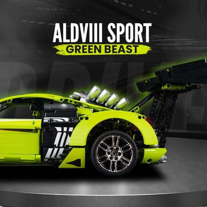 Trilumity Building Block Set: Audi R8 Green Beast, Large Rear Wing (2641-Piece)