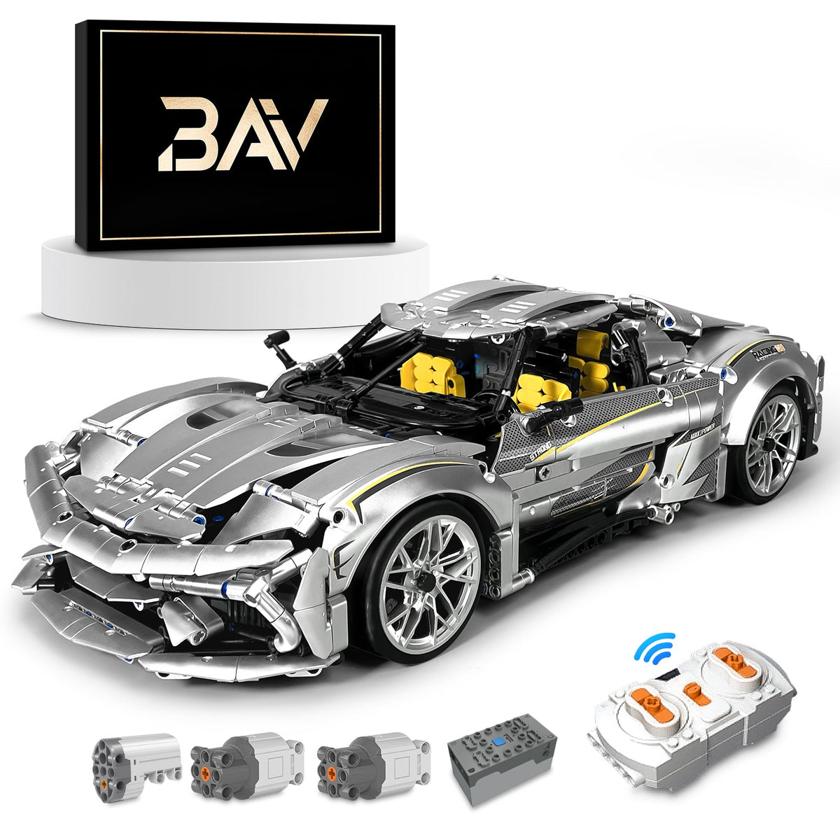 Trilumity Building Block Set: 1:10 Silver Koenigsegg Building Sets (2086Piece)