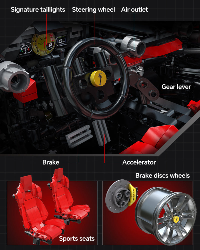 Trilumity LaFerrari C6 Sportcar, Fully Detailed Simulation Building Block Set, 1:8 Scale, Remote Control, 4,739-Piece