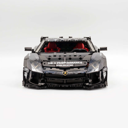Trilumity Building Block Set: 1:8 Lamborghini Aventador Svj Lbwk | Electroplated Black Custom Bull Widebody Supercar