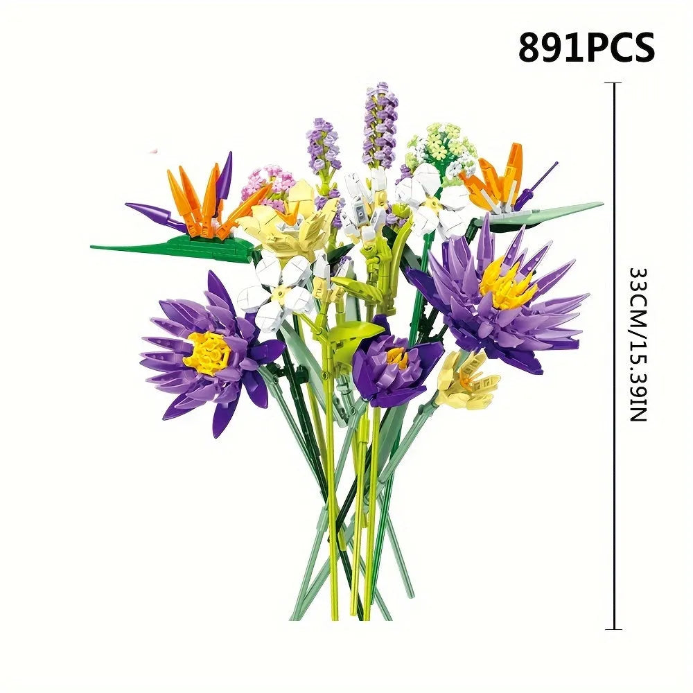 JieStar Building Block Set: Tropical Flower Bouquet, Model JJ9046