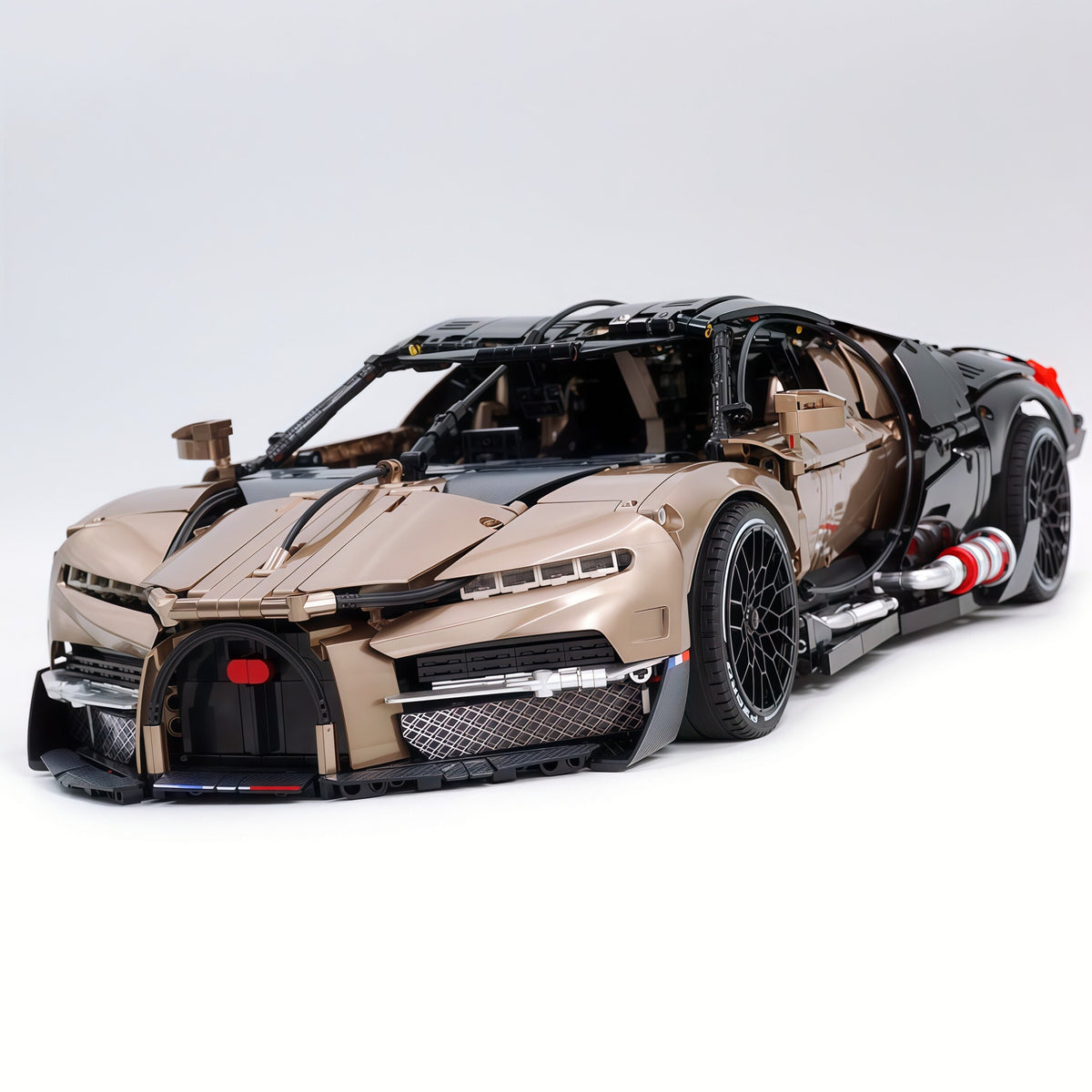 Trilumity Motorized Building Block Set: 1:8 French Hybrid V16 Hypercar | Combination of Bronze and Pearl Black | Ultimate Collector's Item