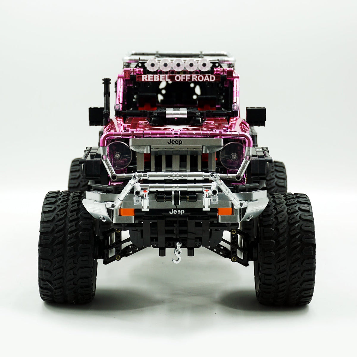 Trilumity Jeep Wrangler Off-Road Electroplating Pink Limited Edition Building Block Set, 1:6 Scale, Remote Control, 2,121-Piece