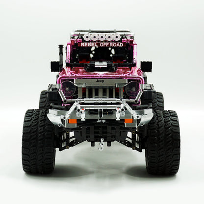 Trilumity Jeep Wrangler Off-Road Electroplating Pink Limited Edition Building Block Set, 1:6 Scale, Remote Control, 2,121-Piece