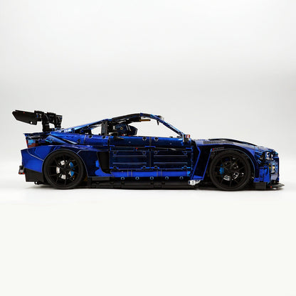 Trilumity Motorized Building Block Set: 1: 8 BMW M4 GT3 Building Set, Fully Detailed Simulation, Electric Sapphire Blue Custom Edition (4556Piece)