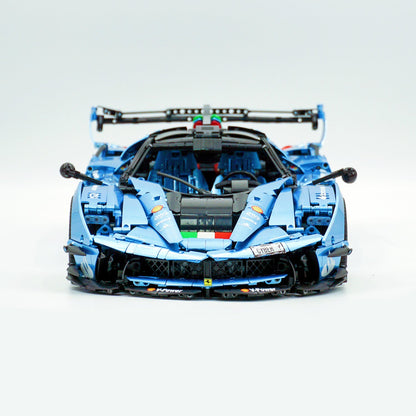 Trilumity Motorized Building Block Set: 1:8 The Ultimate Italian Hybrid Hypercar Evo | Customized Electroplating Tiffany Blue Italian Exotic