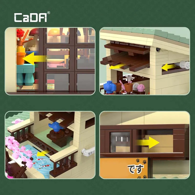 Cada Building Block Set: Japanese Style Cats Store, Model C66015