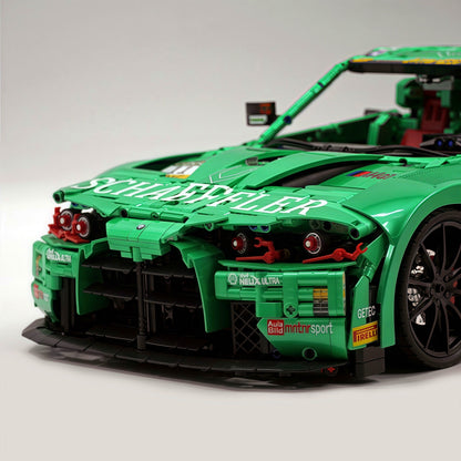 Trilumity Building Block Set: 1: 8 BMW M4 GT3 Building Set, Fully Detailed Simulation, Isle of Man Green Custom Edition (4556Piece)