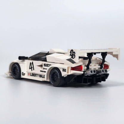 Trilumity Motorized Building Block Set: 80s Wedge Supercar Widebody Edition | Container Display Case (338-Piece)