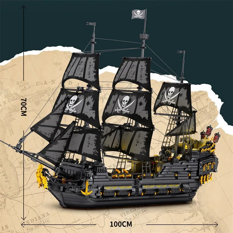 Reobrix MOC Building Block Set: Pirates Of Caribbean MOC Black Pearl Ship, Model RE66036