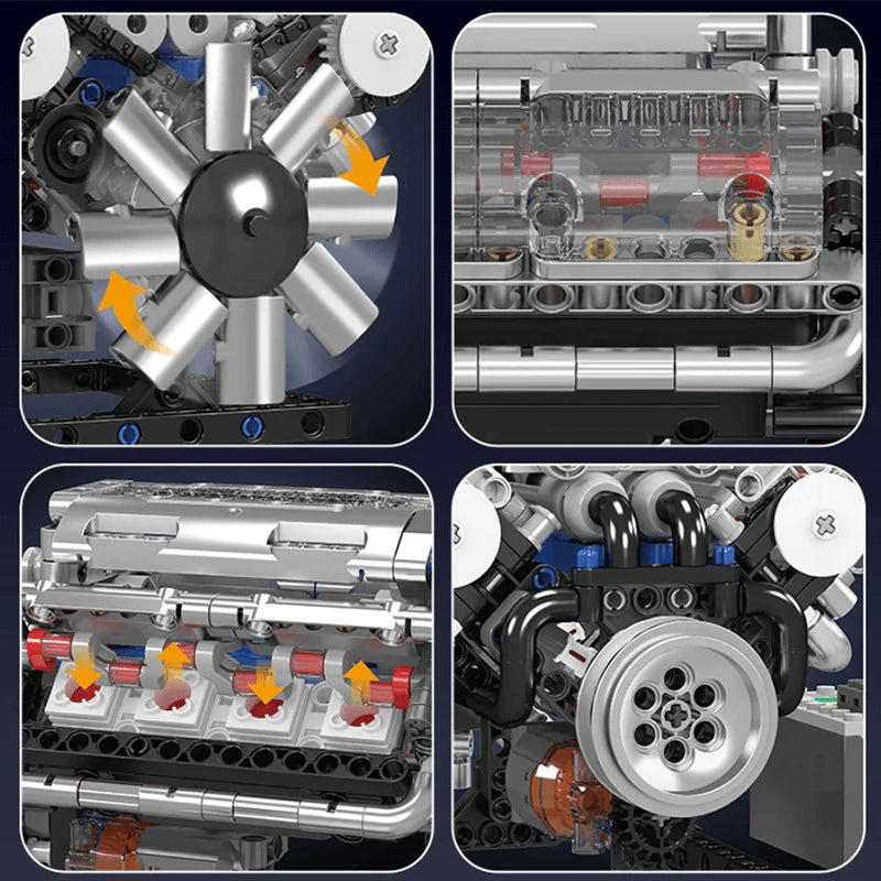 Trilumity Building Block Set: Motorised V8 Engine (534-Piece)