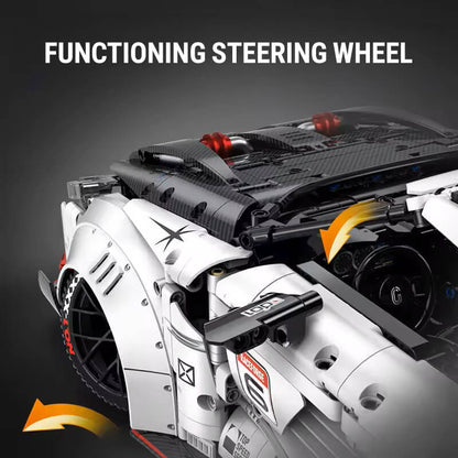 Trilumity Motorized Building Block Set: 1:8 Nissan GT-R R35 Widebody Edition | White Beast | 3939+-Piece