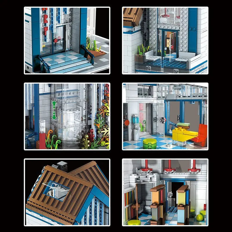 Mould King MOC Motorized Building Block Set: Modern Library, Model K16022