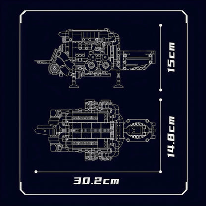 Trilumity Motorized Building Block Set: Bgt Supercar W16 Engine (957-Piece)