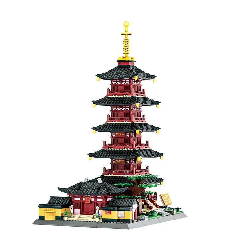 Wange MOC Building Block Set: China Hanshan Temple, Model 6235