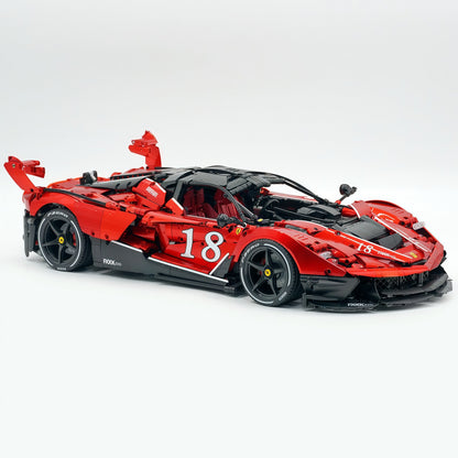 Trilumity Motorized Building Block Set: 1:8 The Ultimate Italian Hybrid Hypercar Evo | Pearl Red Painting Italian Flagship (4058Piece)