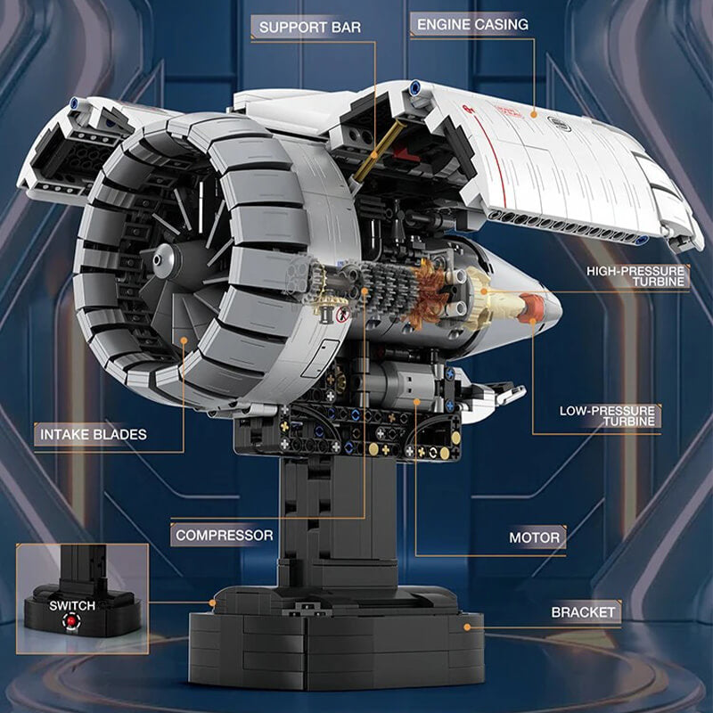 Trilumity Motorized Building Block Set: Aircraft Jet Turbine 1785Piece