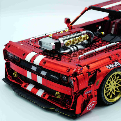 Trilumity Motorized Building Block Set: 1: 8 Dodge Challenger, Electroplating Mirror Red Customized Version (3751-Piece)