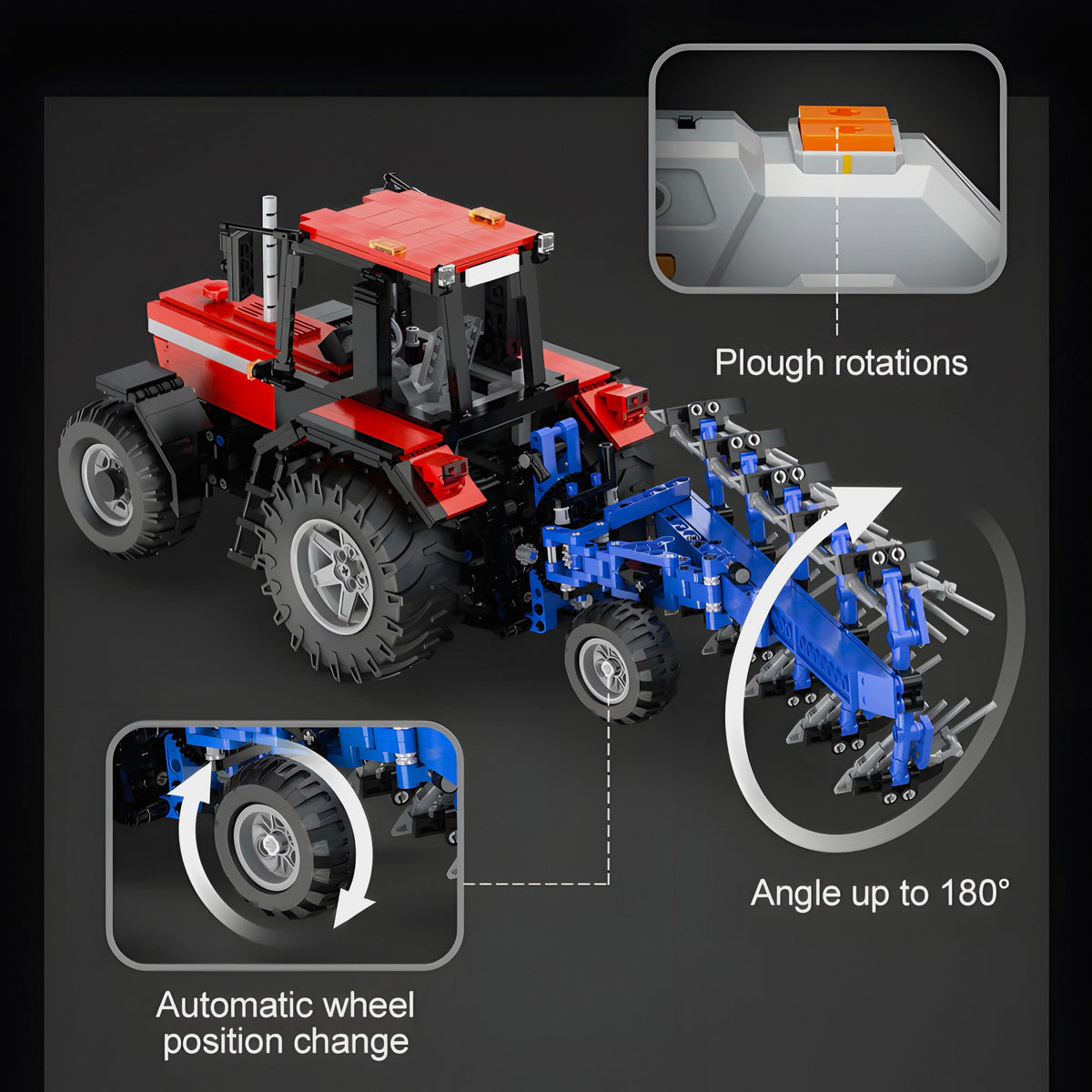 Trilumity Plowing Tractor Building Block Set, Remote Control, 1,675-Piece