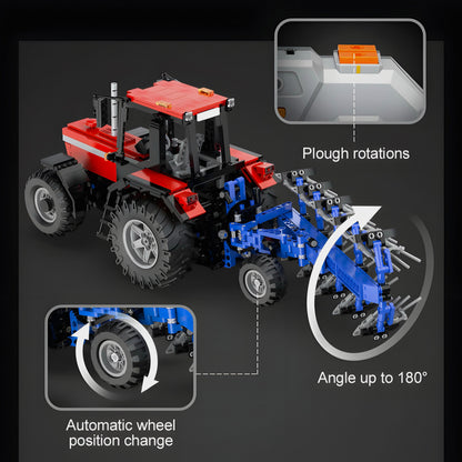 Trilumity Plowing Tractor Building Block Set, Remote Control, 1,675-Piece