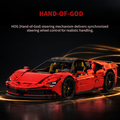 Trilumity Building Block Set: 1:8 Ferrari Sf90 Hypercar | Mechanical Linkage Version (3797-Piece)