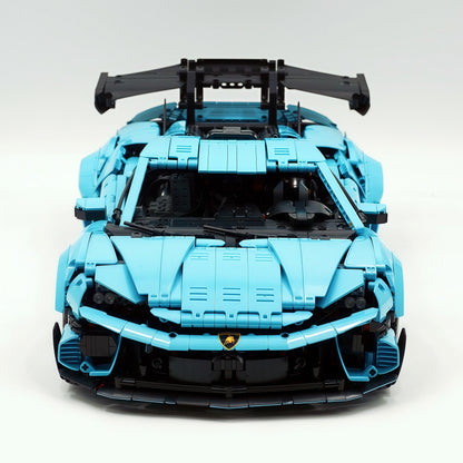 Trilumity Building Block Set: 1:8 Italian Bull | Full-Function RC Sant'Agata Supercar | Uv Sky Blue Custom Edition (3601-Piece)