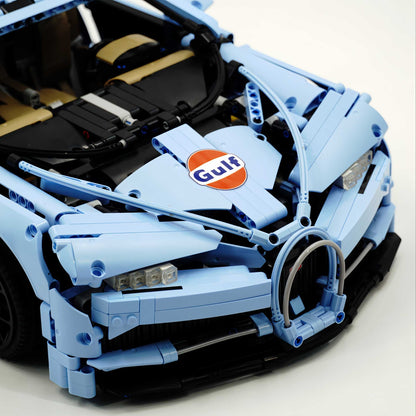 Trilumity Bugatti Chiron, Custom Modified Gulf Blue Version Building Block Set, 1:8 Scale, Remote Control, 4,031-Piece