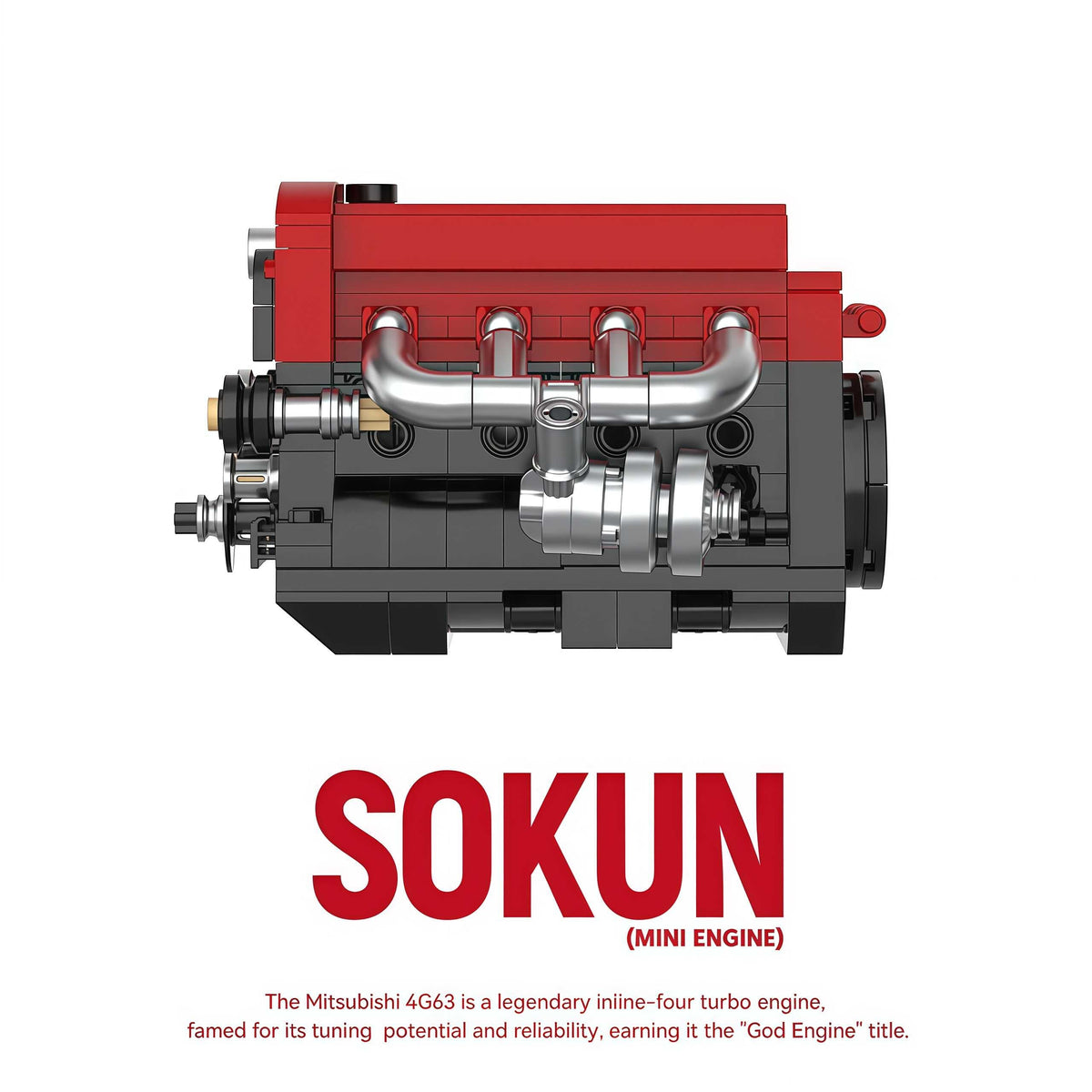 Trilumity Building Block Set: Mitsubishi Evo 4G63 Engine | Home Decor (216Piece)