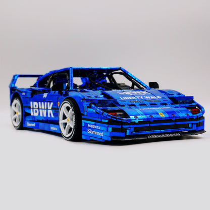 Trilumity Building Block Set: 1:8 The Ultimate 80s Turbo Icon Supercar | Lb Style Electroplated Mirror Royal Blue Edition (4026-Piece)