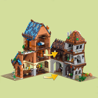 JieStar MOC Building Block Set: Experts MOC Medieval Town Tavern, Model 89151