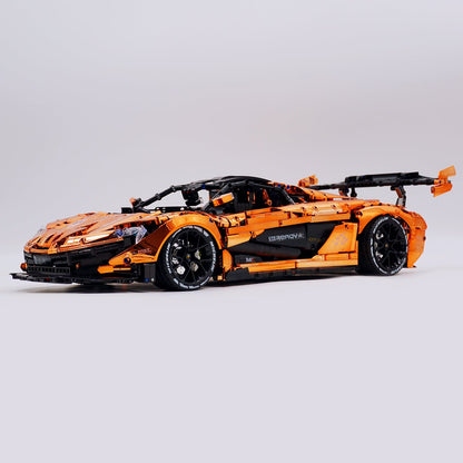 Trilumity Motorized Building Block Set: 1: 8 British Hybrid Hypercar Orange Gold Plating Supercar Building Sets with Remote Control, Electric lift