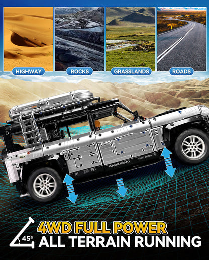 Trilumity Building Block Set: 1:8 Land Rover Defender 110 Silver Off-Road | Ultimate Detailed Set | Remote Controlled (5268-Piece)
